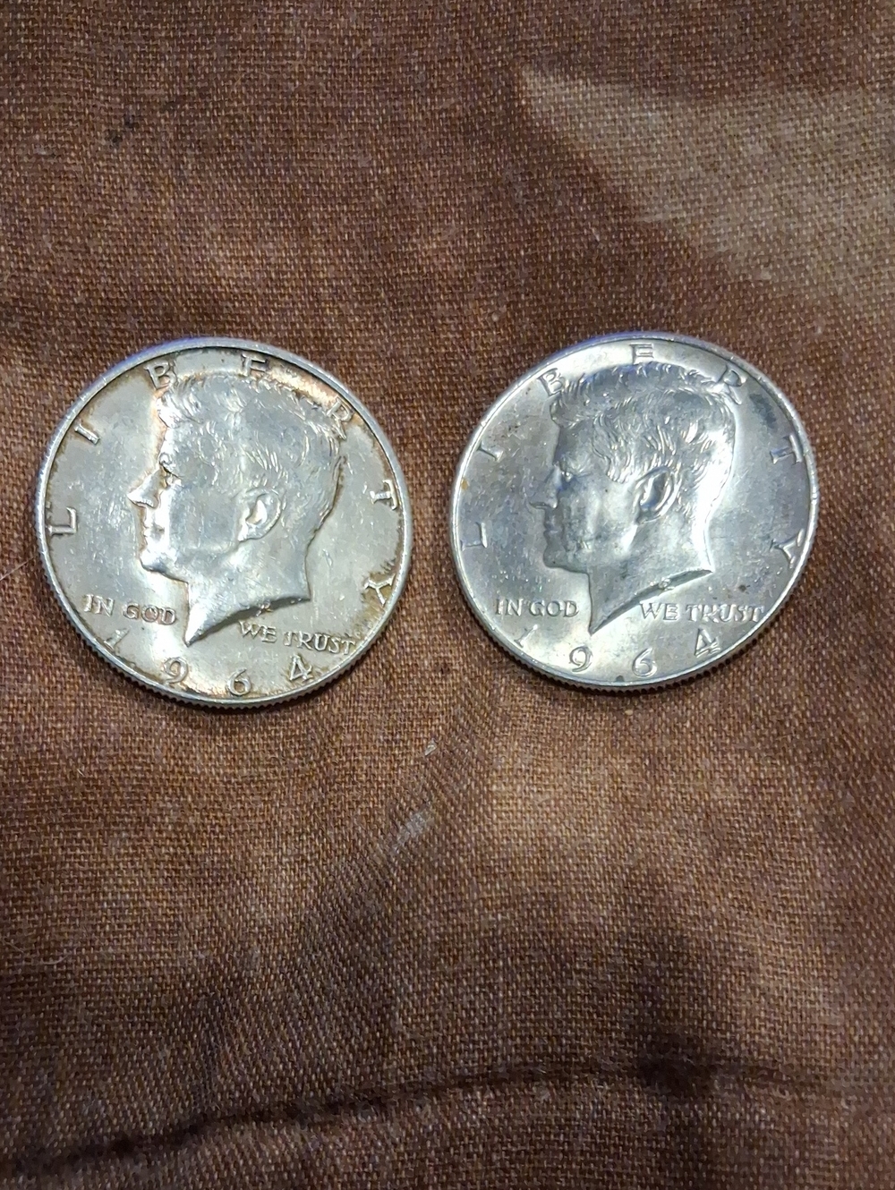 1964 Silver Kennedy Half Dollar Pair - Classic Silver Finish